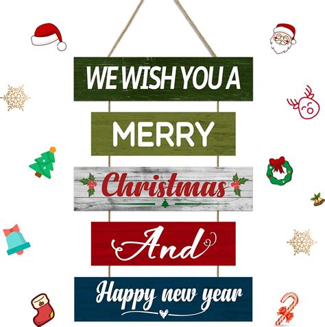 Amazon.com: AKOAK Happy Holiday Wall Sign Door Hanging Ornaments Xmas ...
