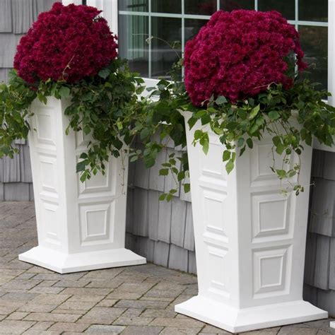 Red Flowers In Planters