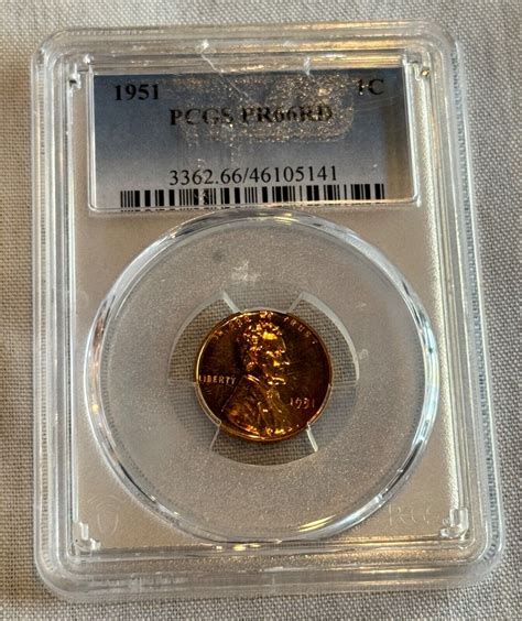 1951 1 Cent - Lincoln Penny Coin (Wheat Reverse) - PCGS PR66 RD | eBay