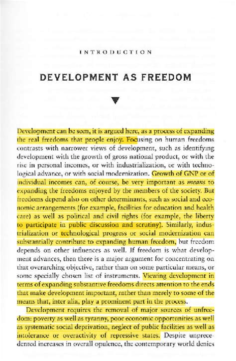 Development as freedom (A. Sen) - INTRODUCTION DEVELOPMENT AS FREEDOM V ...