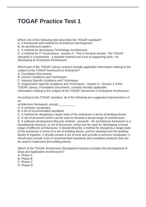 Image result for TOGAF Practice Questions