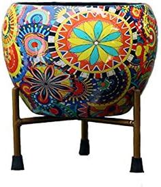 Pepper Agro Round Metal Meena Pots with Stand | Colorful Flower Planter ...