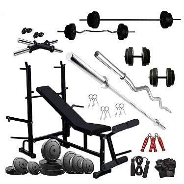 Body Tech 70 kg Home Gym Set with Multipurpose Bench Press : Amazon.in ...