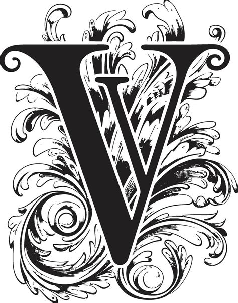 Voltaic Accents Electric Letter V Vector Art Vogue Flourish Chic Font V Decor Vector 36146334 ... - Letter V Art Painting Dark