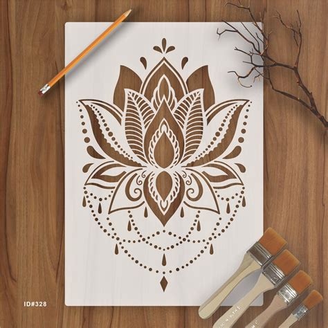Lotus Flower Stencil Wall Painting Scrapbook Coloring Embossing Album ...