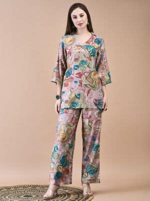 Buy Shree Women Liva Lilac Abstract Print Co-Ord (Set of 2) (XS) Online