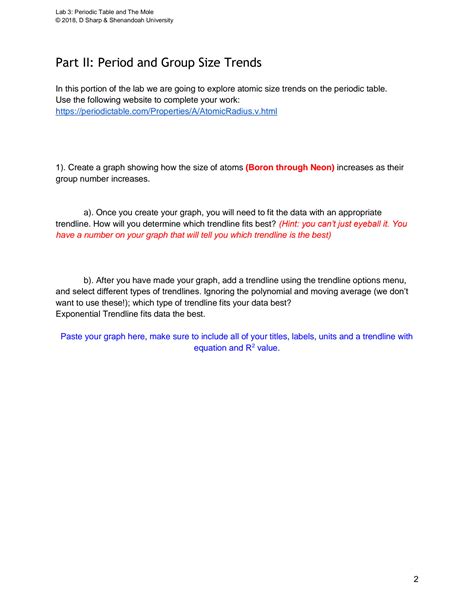 SOLUTION: Chemistry lab 3 periodic table and moles - Studypool