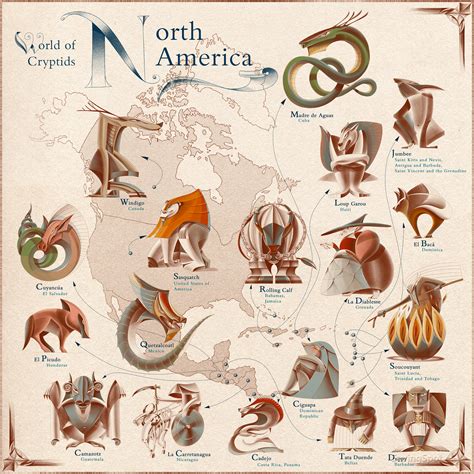 Cryptids By Country World Map: List Of Most Popular Mythical Creatures ...