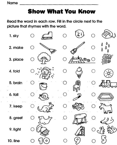 Show What You Know Rhyming Words | Rhyming words, Phonics worksheets ...