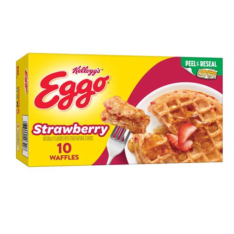 Eggo Strawberry Waffles, Frozen Breakfast, 12.3 oz, 10 Count, Regular ...