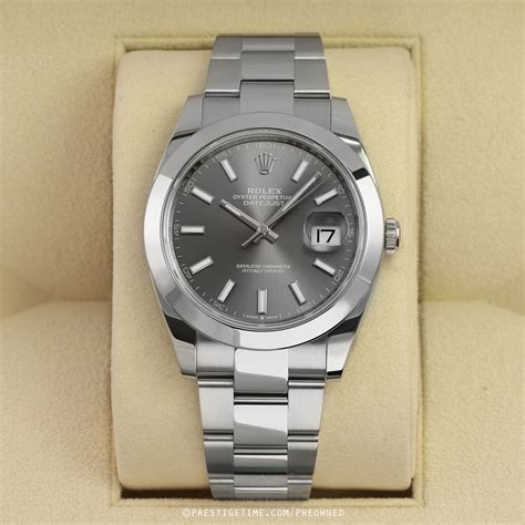 Pre-owned Rolex Datejust 41mm Stainless Steel 126300 Slate Index Oyster