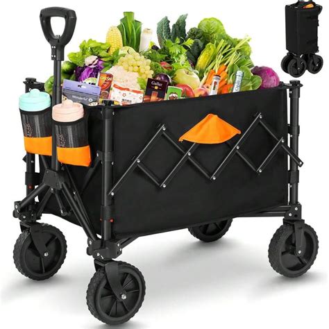 Collapsible Wagon, Grocery Wagons Carts Foldable Utility Wagon With All ...