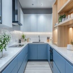 Contemporary L-Shaped Kitchen Design in Shore with Marble Countertops