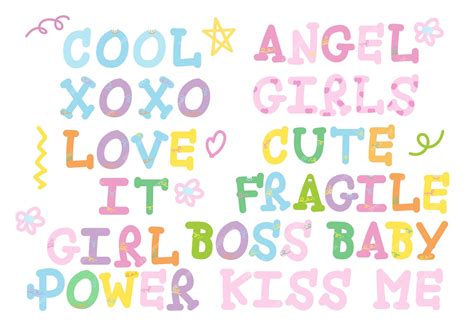 Premium Vector | Pastel wordings of cool angel xoxo girls love cute IT girl fragile boss baby ...