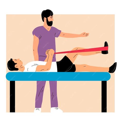 Physical rehabilitation clinic man patient and man doctor elastic ...