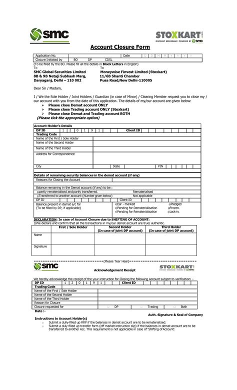 18915 Account Closure Request Form stoxkart Trading - Account Closure ...