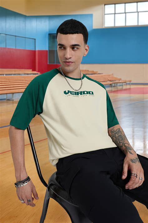 Swanwhite-Bottle Green Raglan Oversized Typography Printed Tshirt – Veirdo