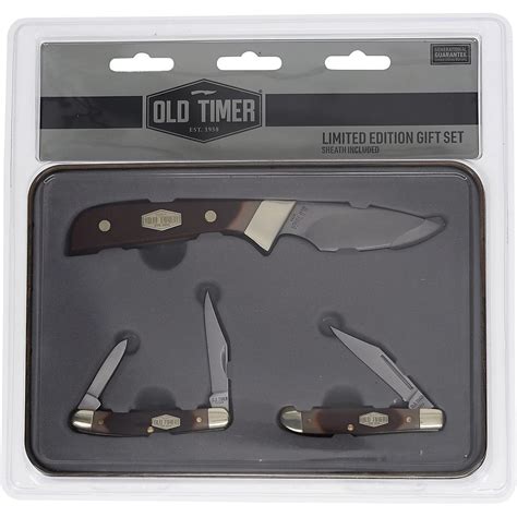 Old Timer 3 Piece Fixed and Folding Knife Gift Tin | Academy
