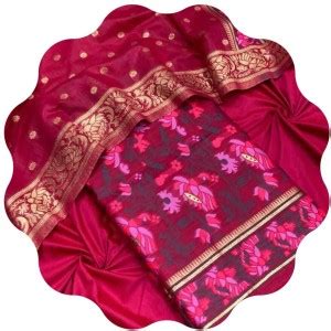 Leheriya Cotton Silk Floral Print Salwar Suit Material Price in India ...