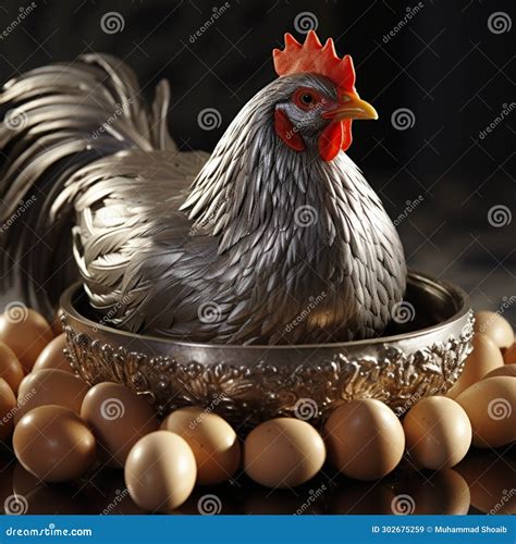Nurturing Scene: Silver Hen Carefully Lays On Her Clutch Of Eggs ...