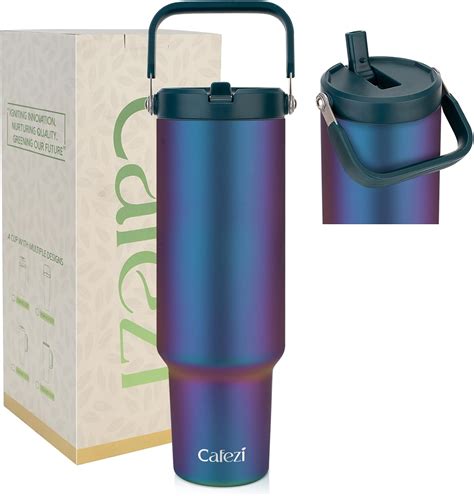 Amazon.com: Cafezi 50 oz Insulated Tumbler with Straw, Stainless Steel ...