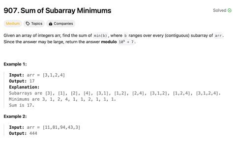 Sum of Subarray Minimums Leetcode 的图像结果