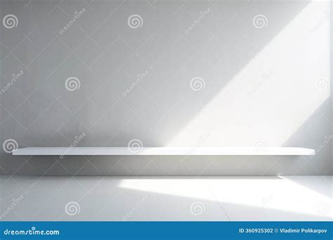A Simple Empty Shelf in a White Room with Sunlight Coming through the ...