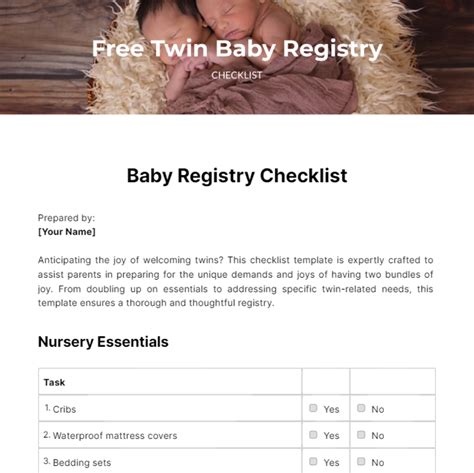 Baby Registry Checklist For Twins at Donald Peterson blog