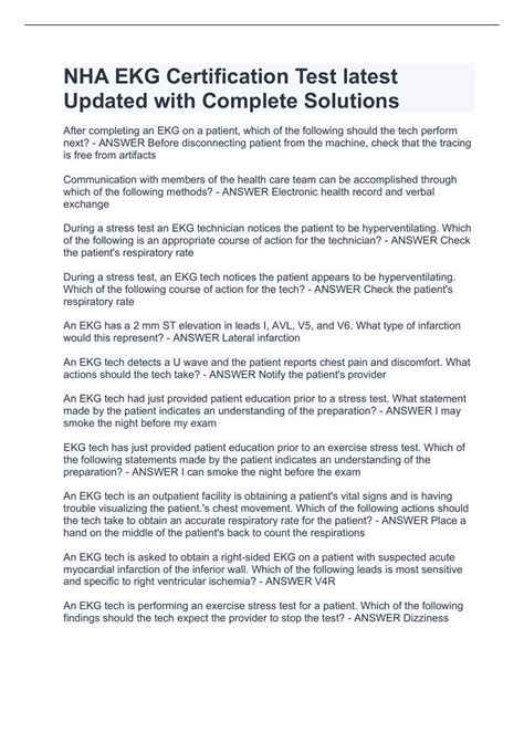 NHA EKG Certification Test latest Updated with Complete Solutions - NHA ...