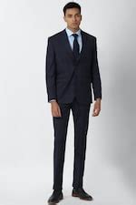 Buy Men Navy Check Slim Fit Formal Two Piece Suit Online - 683856 | Van ...