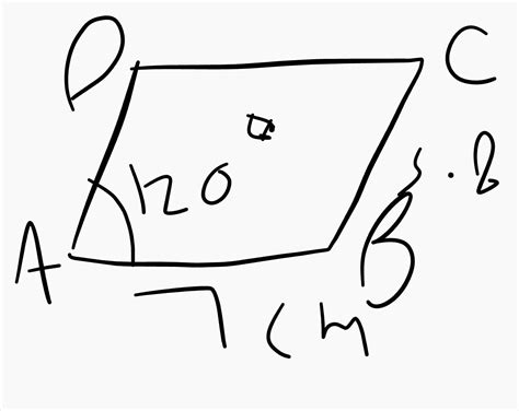 construct a parallelogram ABCD where ab=7cm,bc=5.8cm,angle a=120 ...