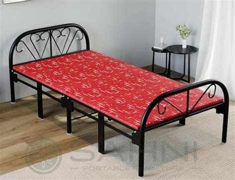 Honey Touch Folding Metal Bed with Mattress Single Bed Powder Coated ...