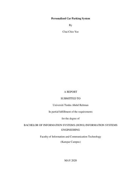 Fillable Online eprints utar edu Personalized Car Parking System By ...