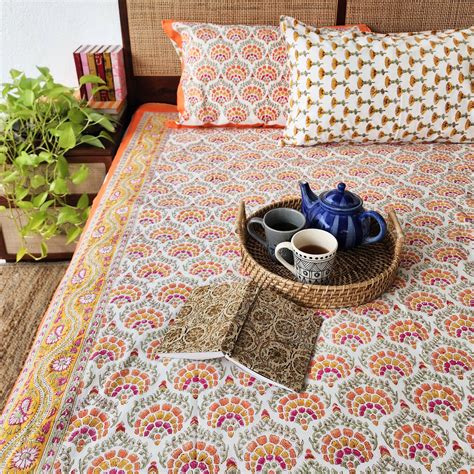 MAUSAM - Pure Cotton Hand Block Printed Jaipuri Bedsheet – Sanskruti