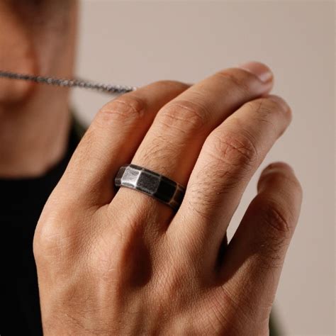 Hexa Industrial Facet Ring in Oxidized finish – ARMOUR 925