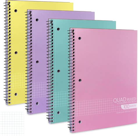 Manaloom Graph Paper Spiral Notebook, 10.5x8 Inches, Quad Ruled ...