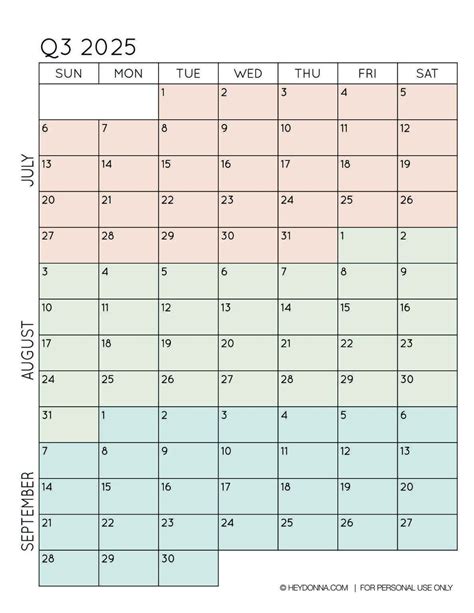 2025 3-Month Quarterly Calendar Printables - FREE - Hey, Donna!