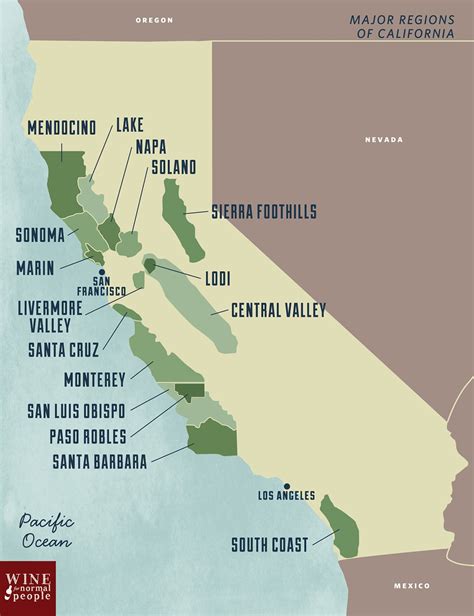 Wine Regions Of California Map Map Of Northern California Wine Regions