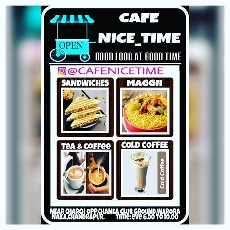 Menu at CAFE NICE TIME (Street food cart), Chandrapur