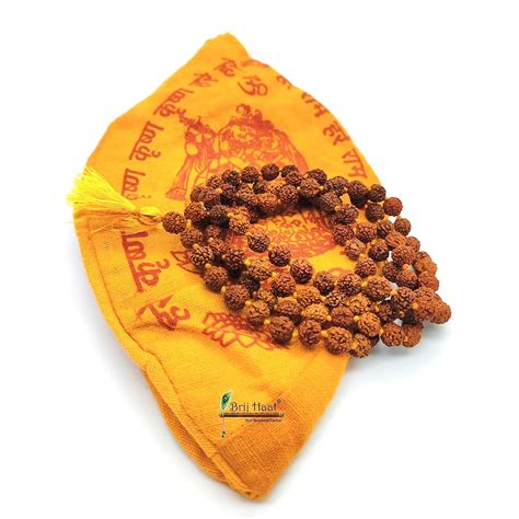 BRIJ HAAT Natural 5 Panch mukhi rudraksha jaap japa mala 108+1 Beads ...
