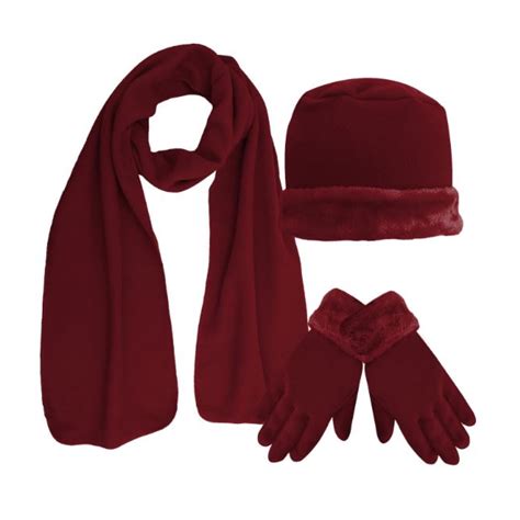 Winter 3 Piece Gift Set Fleece lined Scarf Gloves Cable Knit for Women ...