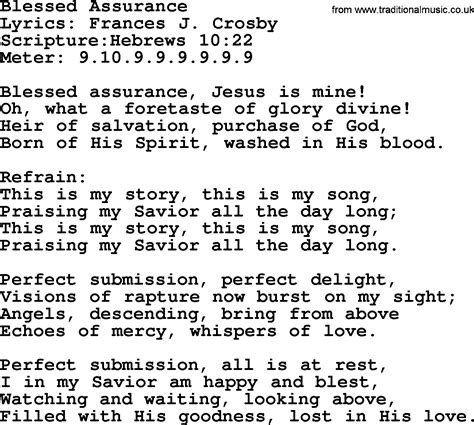 Good Old Hymns - Blessed Assurance - Lyrics, Sheetmusic, midi, Mp3 ...