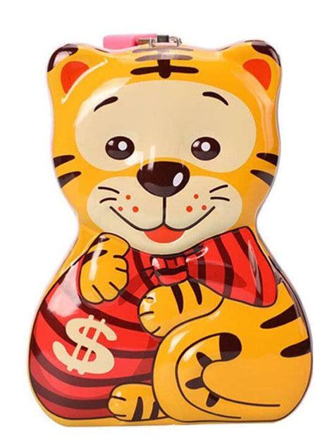 WISHKEY Cute & Attractive Cartoon Tiger Shaped Metal Piggy Bank with ...