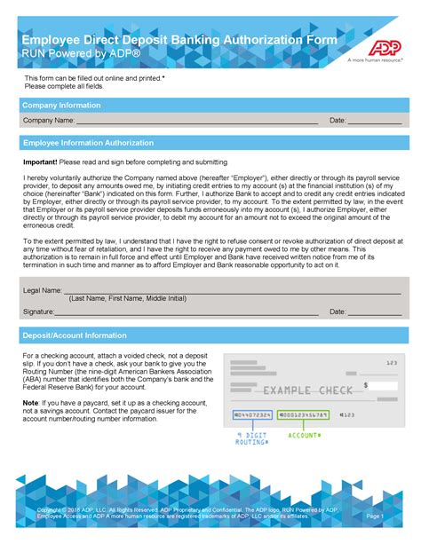 Adp Direct Deposit Form