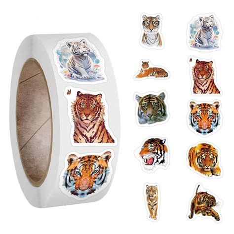 500PCS Tiger Stickers Roll Vinyl Aesthetics Stickers For Scrapbooking ...