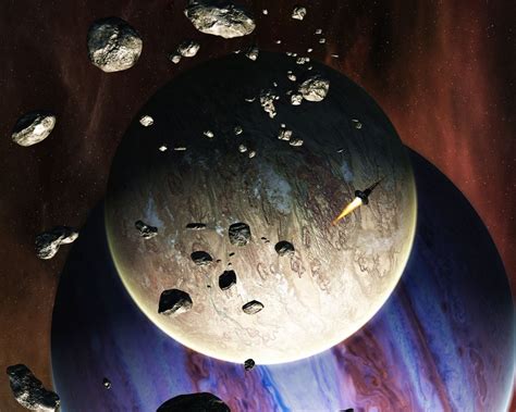 Download wallpaper 1280x1024 rocket, planets, meteorites standard 5:4 ...