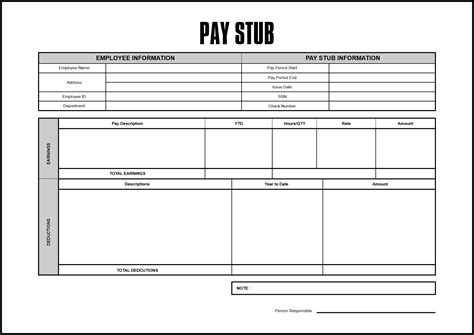 Free Blank Check Stub Templates