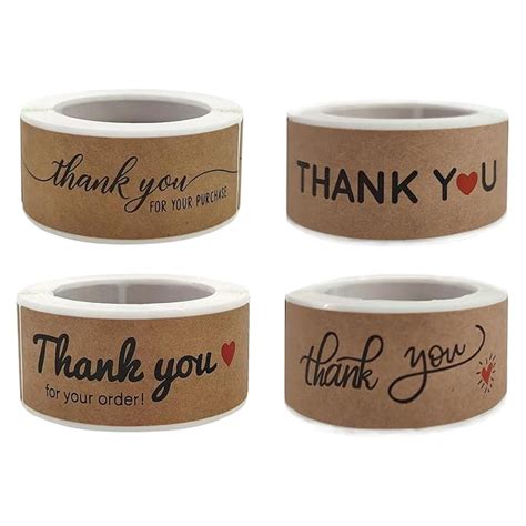 Store2508 4 Rolls Large Thank You Stickers Craft Paper 3x1 Inch. Thank ...
