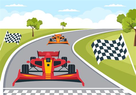Race Car Flags Cartoon
