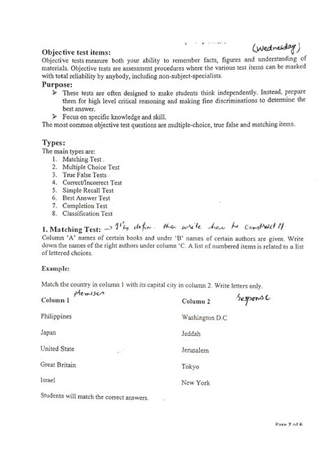 Image result for Objective Test Items Examples